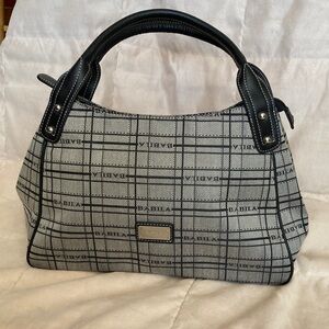 Babila Plaid Black & Grey Satchel with Black Handles